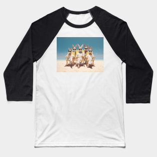 5 Rabbits Sunbathing On Deckchairs One The Beach Wearing Sun Glasses With Bow Ties Baseball T-Shirt